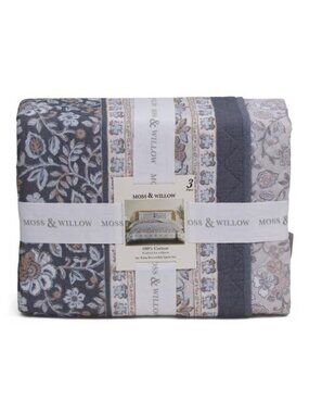 MOSS & WILLOW 3pc Riviera Jacobean Border Quilt Set